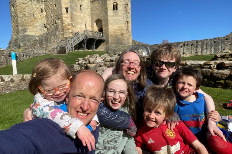 Paul & Gabby with their children and Annie